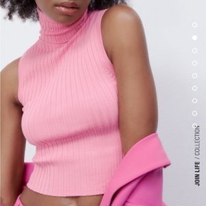 Zara Pink Turtleneck Top, Size XS